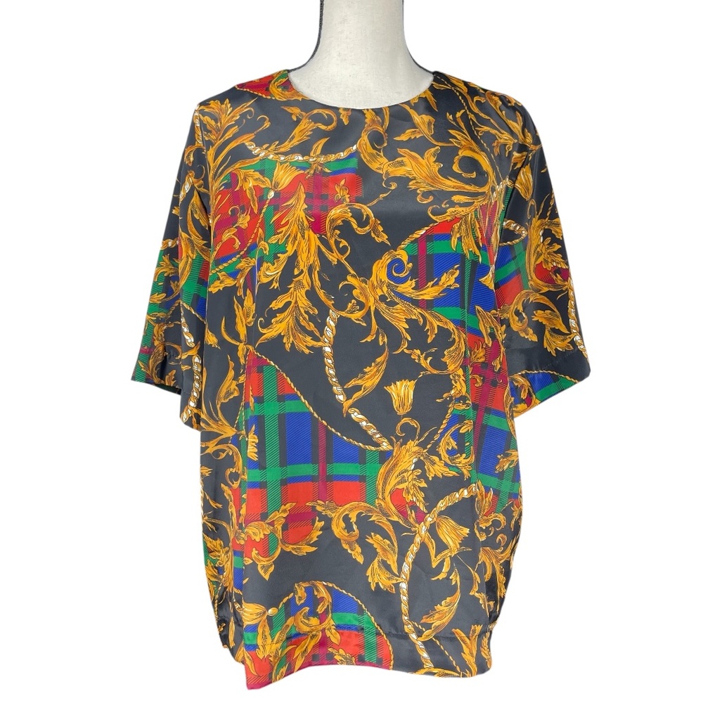 Heritage Road Elegant Vintage Multicolor Short Sleeve Blouse